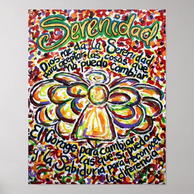 Español Serenity Prayer Angel Art Print Poster (Devant)