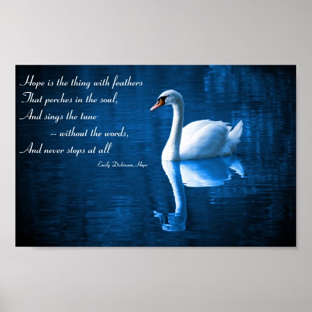 Espoir, cygne blanc sur Blue Waters Poster (Devant)