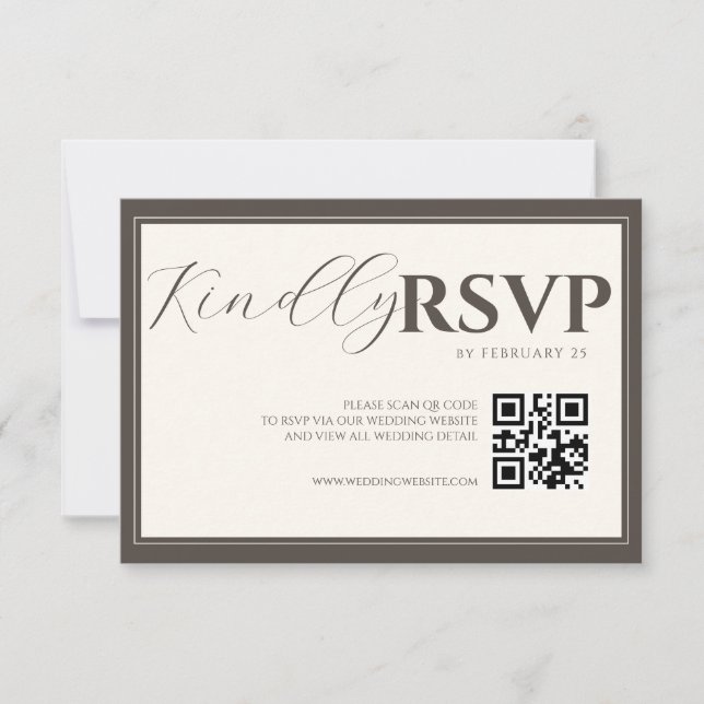 Espresso Classic Minimalist Wedding QR Code RSVP (Devant)