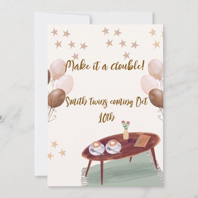 Espresso Jumeau à thème Grossesse Faire-part (Devant)