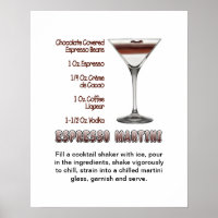 Espresso Martini Cocktail Recette 16"x20" Poster