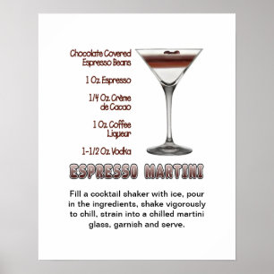 Espresso Martini Cocktail Recette 16"x20" Poster