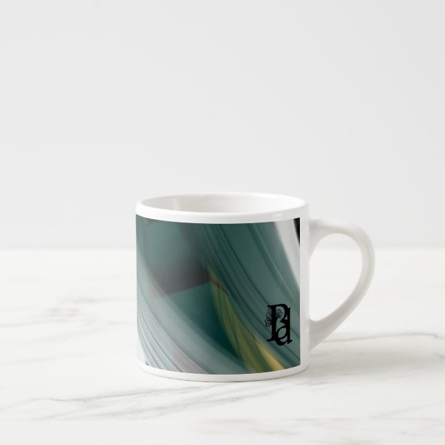 Espresso Mug Abstrait Art noir blanc vert (Droite)