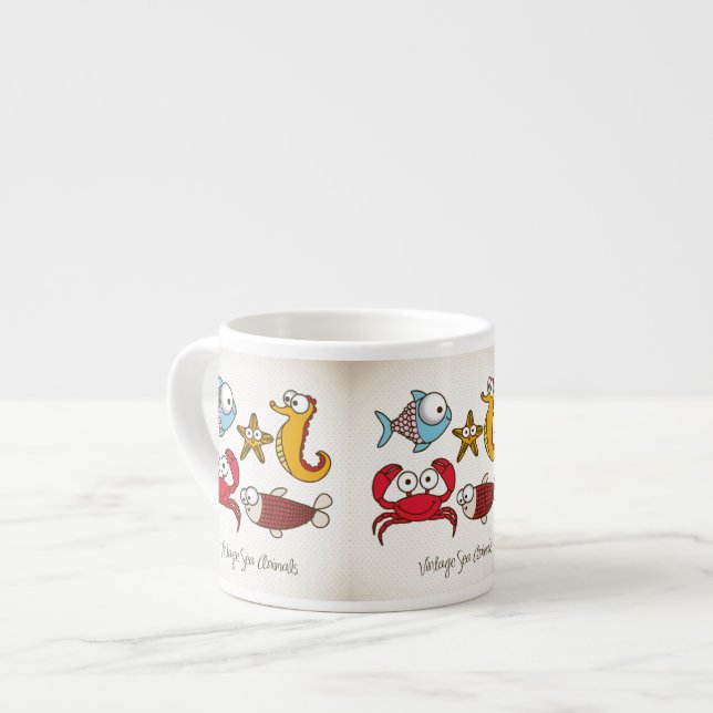 Espresso Mug d'animaux marins vintages (Devant gauche)