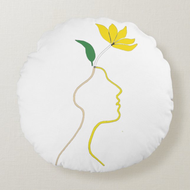 Esprit dans Coussin rond en fleur - Tête minimalis (Devant)