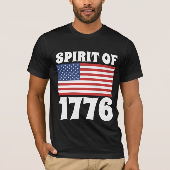 ESPRIT DE 1776 T-SHIRTS NOIR PATRIOTIQUE (Devant)