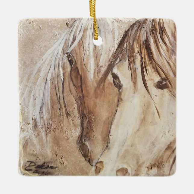 "Esprit Sauvage" Ornement en céramique de Mustang (Devant)