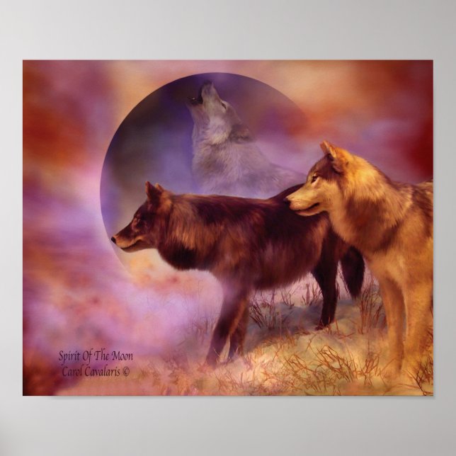 Esprits De La Lune Loup Poster D'Art / Imprimer (Devant)