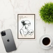 Esquisse d'amour de maman avec enfant - Carte de f