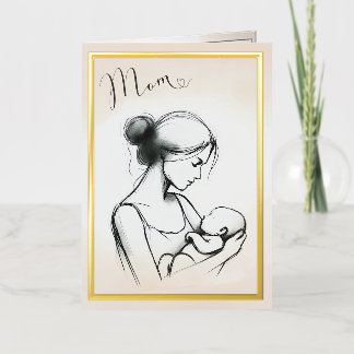 Esquisse d'amour de maman avec enfant - Carte de f
