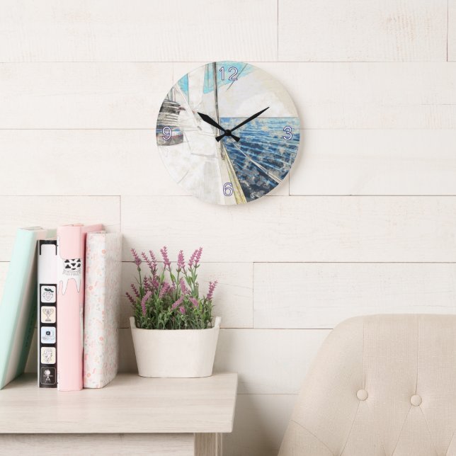 Esquisse de bateau de mer Egée Horloge ronde - Nau (Salle de lecture)
