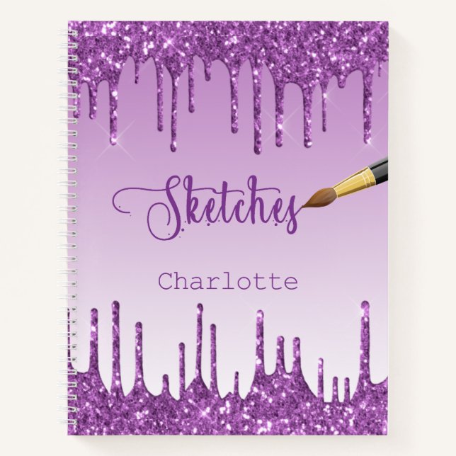 Esquisse de parties scintillant violet de carnet d (Devant)