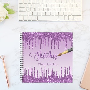 Esquisse de parties scintillant violet de carnet d