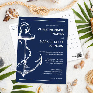 Esquisse nautique Mariage Ancre Invitation de mari