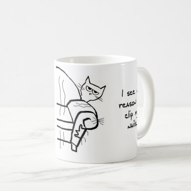 Essai de couper les clous du chat - tasse drôle de (Devant droit)