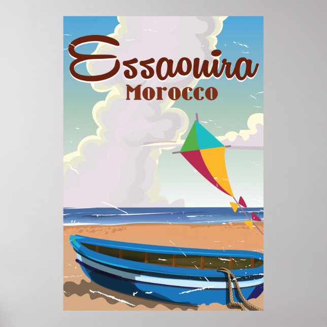 Essaouira Maroc Affiche de voyage vintage imprimée (Devant)