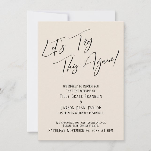 Essayons encore cette carte Mariage reportée à la  (Devant)