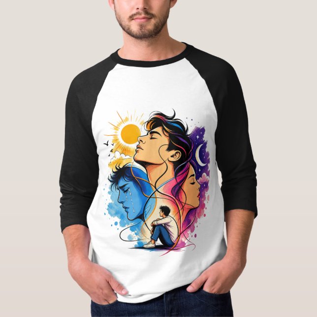 Essence Émotionnelle – T-Shirt d'Art de Contour Ex (Devant)