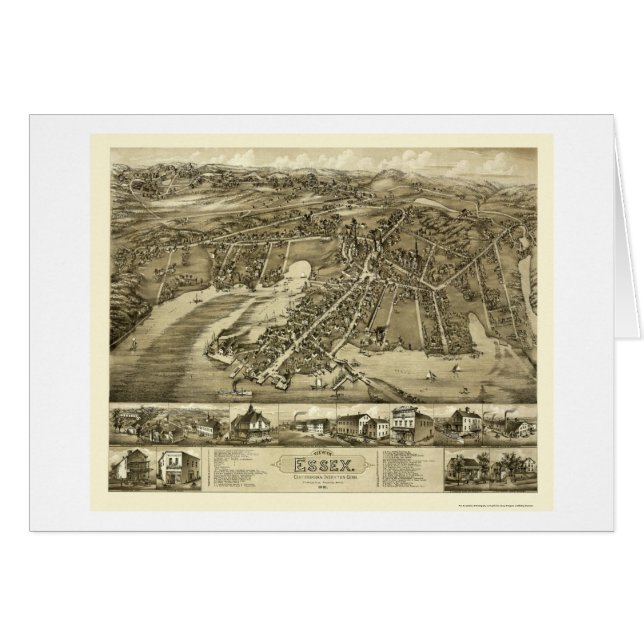 Essex, carte panoramique de CT - 1881 (Devant horizontal)