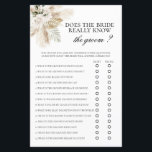 Est-ce que la mariée connaît vraiment le marié ?<br><div class="desc">Boho La mariée connaît-elle vraiment le marié? carte de jeu de douche nuptiale</div>