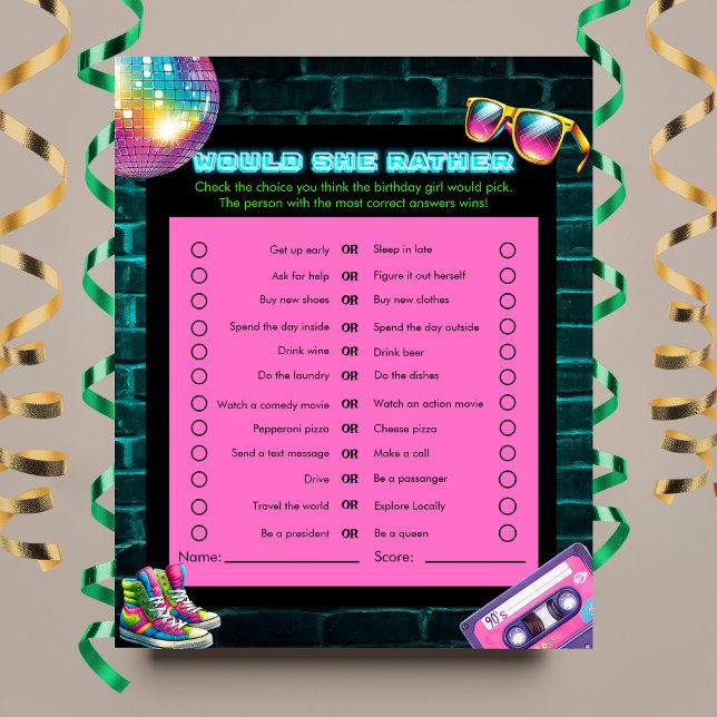 Est-ce qu'elle préfère ? Neon Disco des années 90  (Créateur téléchargé)