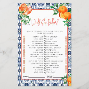 Est-Ce Qu'Elle Préférerait ? Jeu de Fête des marié