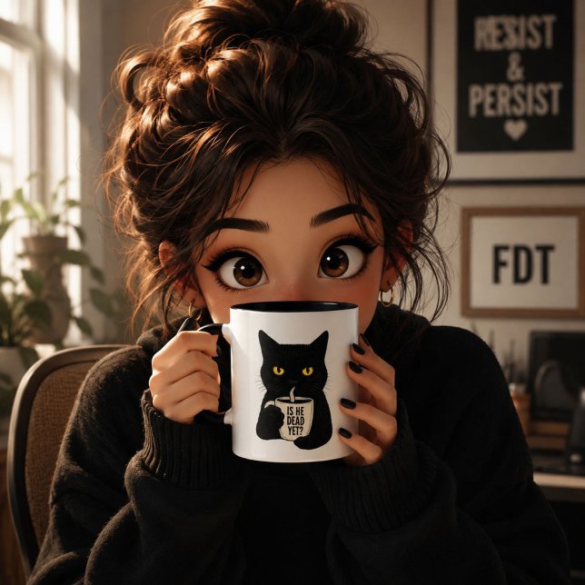 Est-il déjà mort ? Mug Chat Noir | Politique drôle (Créateur téléchargé)