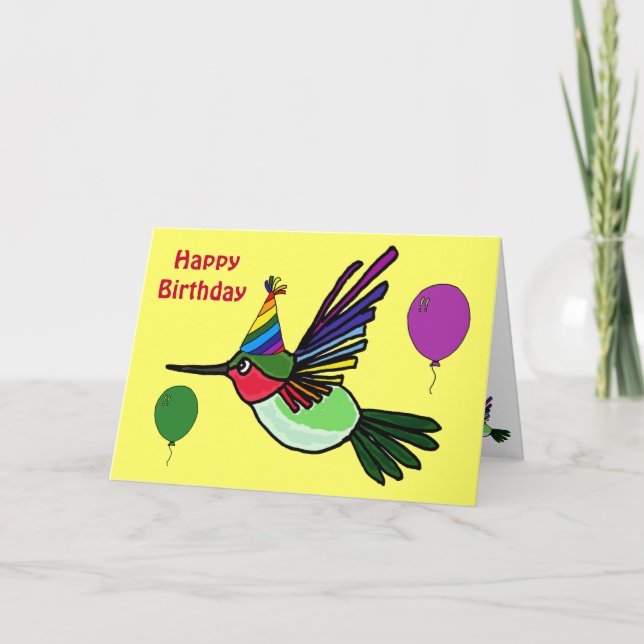 EST la carte d'anniversaire drôle de colibri (Devant)