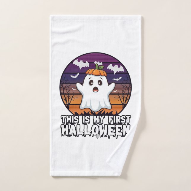 Est Premier Fantôme de Halloween Citrouille Chapea (Serviette à main)