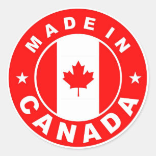 estampille ronde étiquette du drapeau du canada