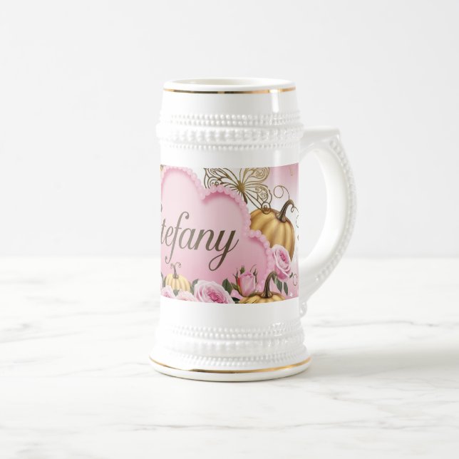 Estefany - Mug de café en nuage rose blanc (Devant droit)