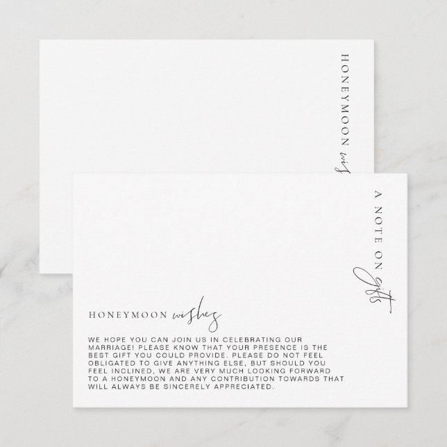 Estelle Minimaliste Lune de Miel Carte (Devant / Derrière)