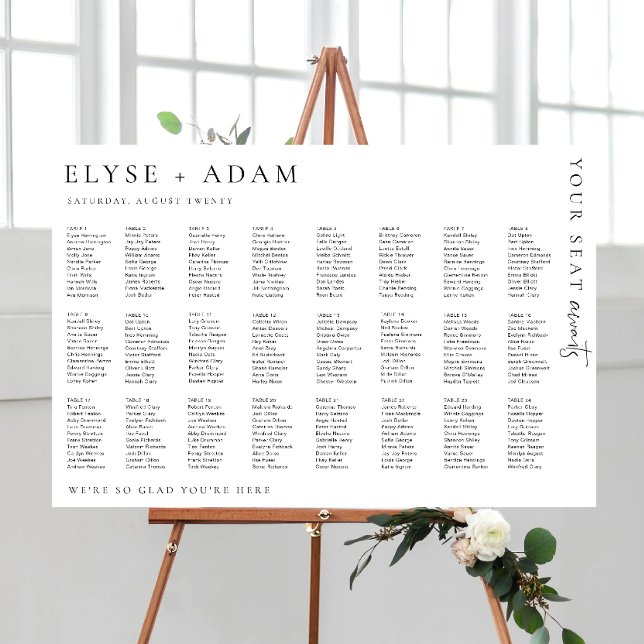 Estelle Modern Minimal 24 Poster de table (Estelle Your Seat Awaits 24 Table Seating Chart )