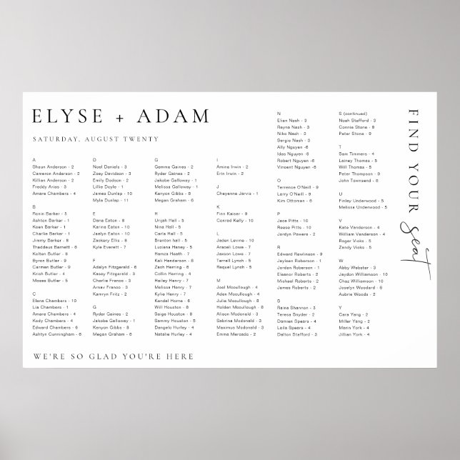 Estelle Poster minimal de siège alphabétique moder (Devant)