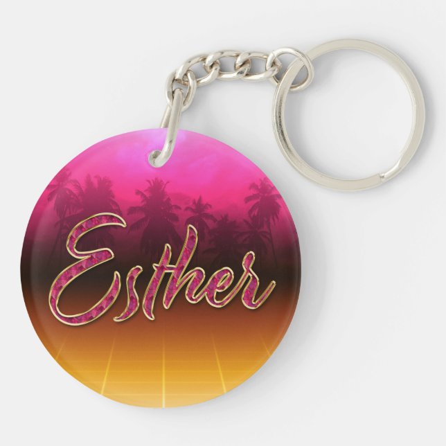 Esther prénom Golden rose Porte-clés (Dos)