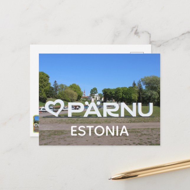 Estonie Ville de Pärnu Carte postale ! (Devant/Arrière en situation)