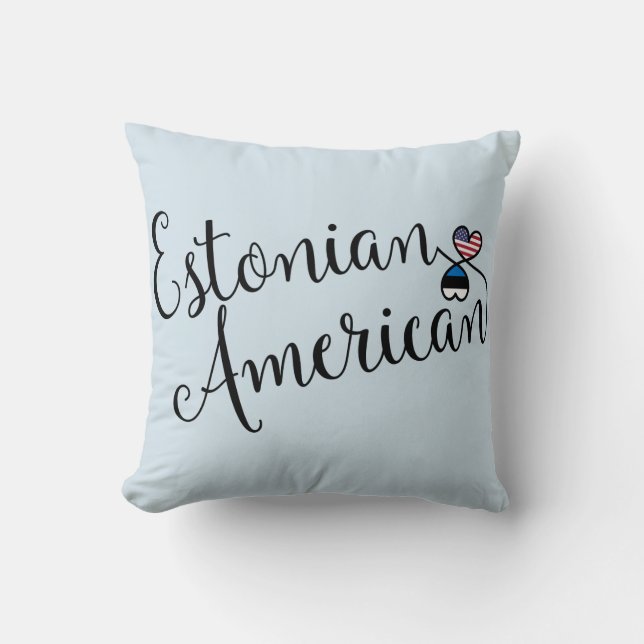 Estonien Américain Coeurs Enmêlés Jeter Coussin (Recto)