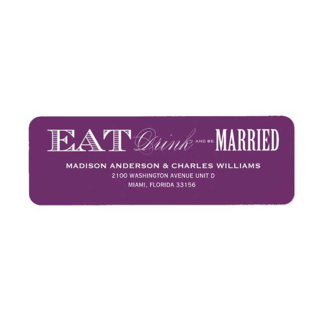 ET ÊTRE MARIÉ | ÉTIQUETTES D'ADRESSE DE RETOUR (Devant)