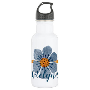 Et orange bouteille d'eau personnalisée par fleur