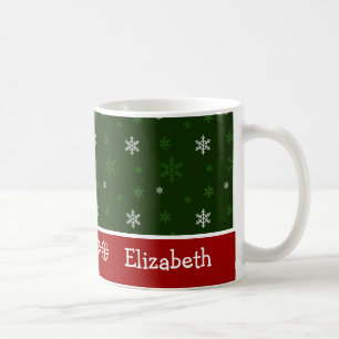 Et rouge tasse de Noël personnalisée par flocon 