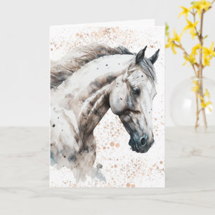 Étalon Blanc   Conception Aquarelle   Carte de Vœu