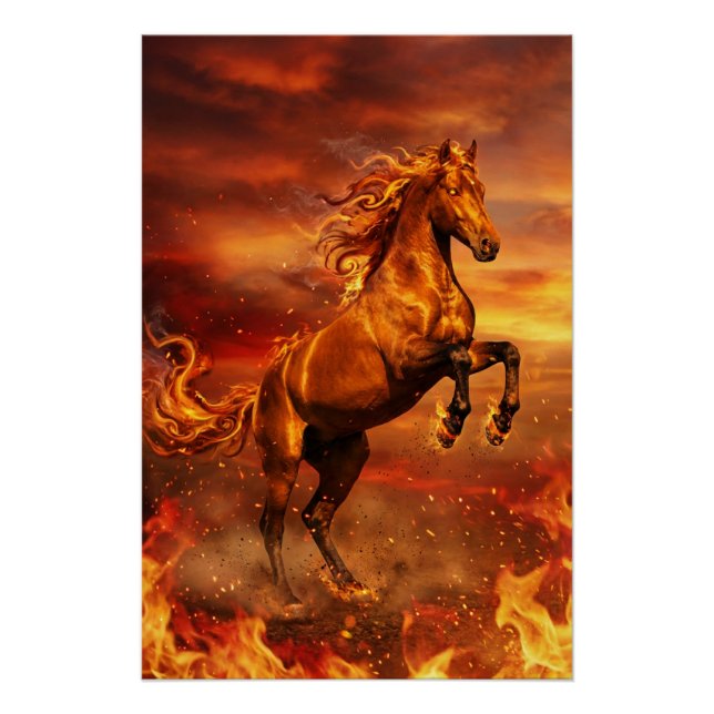 Étalon de Feu Doré – Affiche de Fantaisie Puissant (Devant)