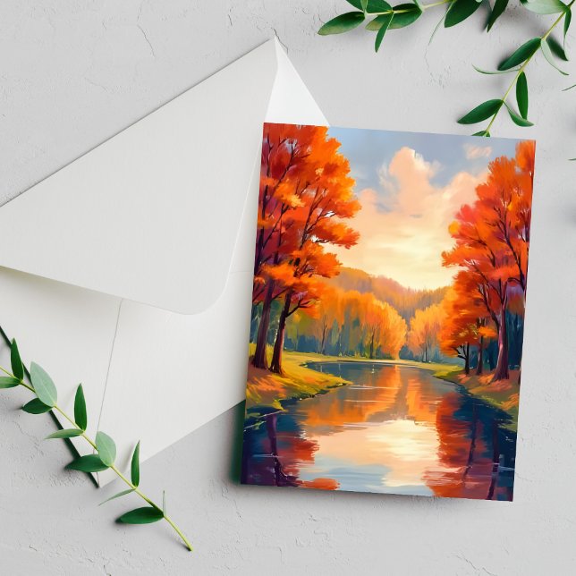 Étang d'automne | Carte de nature à l'aquarelle Fe (Créateur téléchargé)