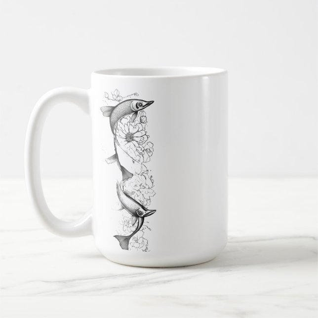Étang de carpes koï tranquille - Mug classique 15  (Gauche)