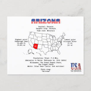 État américain de l'Arizona sur une carte et une