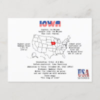 Etat américain de l'Iowa sur une carte et des info