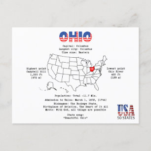 Etat américain de l'Ohio sur une carte et des info