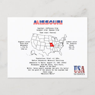 État américain du Missouri sur une carte et des in