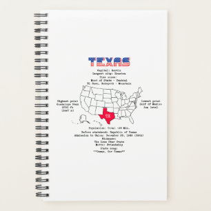 État américain du Texas sur une carte et des infor