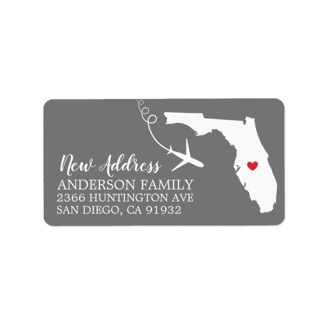 État de Floride | Nouvelle étiquette d'adresse de  (Devant)